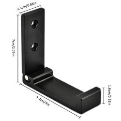 Pack of 4, Foldable Wall Mount Hanging Hooks, Aluminum Cloth Hanger, Headset Wall Hanger, Aluminum Wallmount Hook, Hold Up to 20kg with Screws (Black)