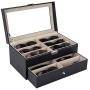 Leather 12 Piece Eyeglasses Storage and Sunglass Glasses Display Drawer Lockable Case Storage Boxes Organizer Black Leather 12 Piece Eyeglasses Storage and Sunglass Glasses Display Drawer Lockable Case Storage Boxes Organizer Black