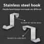 Over The Door Hook - Free Moving Adjustable Storage Organizer Rack for Hand Towel,Coat,Hat,Clothes,Hanger,Kraft Paper Bags,Towel Coat Rack Hats - Silver (5 Pack)