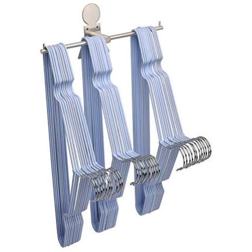 Clothes Hanger Organizer Stacker Storage Holder Rack for Closet and Laundry Room Tidier, Wall Mount, Adhesive or Drilling Installation, Stainless Steel