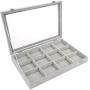 Bracelet & Jewelry Accessories Organizer Tray with Transparent Lid ~ Ample Space ~ Removable Compartment to Store Bangles, Rings, Ear rings, Necklace -See Through Accessories Storage Jewelry Box(Grey)