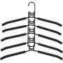 5 Layers Metal Multiple Collapsible Clothes Hangers in One,Magic Closet Space Saving Wonder Hanger for Shirt Coat Sweater Pants,Multi Vertical Stackable Tree Storage Anti-Slip Hanger Organizer(Black)