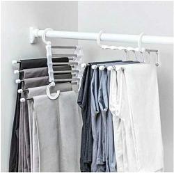 5pcs Portable 5 in 1 Pant Rack Shelves Stainless Steel Clothes Hangers Multi-Functional Wardrobe Magic Hanger