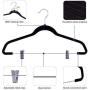 IEOKE Velvet Hangers with Clips, Non Slip Velvet Clothes Hangers Untral Thin Space Saving Felt Hangers, Slim Pants Suits and Skirts Hangers (20 Pack, Black)