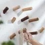 HOUTBY Pack of 4 Elegant Wood Grain Coat Hook Modern Decorative Wall Mounted Clothes Hanger Hat Holder Organizer, 6cm/Beech Wood