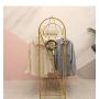 Retro Garment Display Rack Double Row Clothing Rack Floor-Standing Hangers Clothes Shelves Vintage Boutique Rack for Bedroom Living room Cloth Retail Store Gold