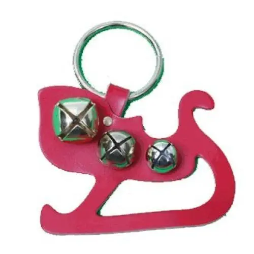 Leather Sleigh Door Knob Hanger with Bells - Silver Leather Sleigh Door Knob Hanger with Bells - Silver