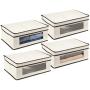 mDesign Soft Fabric Stackable Closet Storage Organizer Boxes with Clear Window 4 Pack - Cream/Espresso Brown