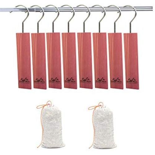 Closet Essentials - Fresh Red Cedar Blocks Pest Repellent Natural Clothes Moths Protection for Closet Shoes Freshener - 8 Cedar Hangers and 2 Cedar Shaving Bags