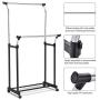 Heize best price Double Bar Adjustable Garment Rack Rolling Clothes Hanger with Shoe Rack Portable (U.S. Stock) Heize best price Double Bar Adjustable Garment Rack Rolling Clothes Hanger with Shoe Rack Portable (U.S. Stock)