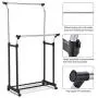 Heize best price Double Bar Adjustable Garment Rack Rolling Clothes Hanger with Shoe Rack Portable (U.S. Stock)