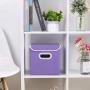 uxcell Collapsible Fabric Storage Bins Cubes Baskets Containers with Dual Plastic Handles, Foldable Fabric Drawer Organizer Storage Boxes with Lid for Home Closet Bedroom Purple