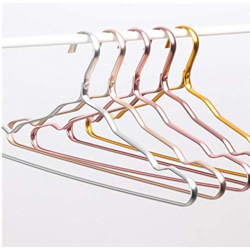 10pcs Random Color Cloth Hanger Durable Antideformation Aluminium Alloy Closet Adult Skirt Dress Clothing Towel Storage Rack Closet Space Saver