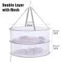 Drying Rack Net 2 Layers Collapsible Mesh Basket Dryer Net White Mesh Clothes Hanging Dryer Rack with Zipper Opening for Lingerie Underwears Woollen Sweater Garments Plush Hanger Rack-Round Zipper