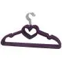 BriaUSA Clothes Hangers Heart Shaped Slim Flocked Hangers, Sturdy with Steel Swivel Chrome Hooks ? Purple ? Set of 10