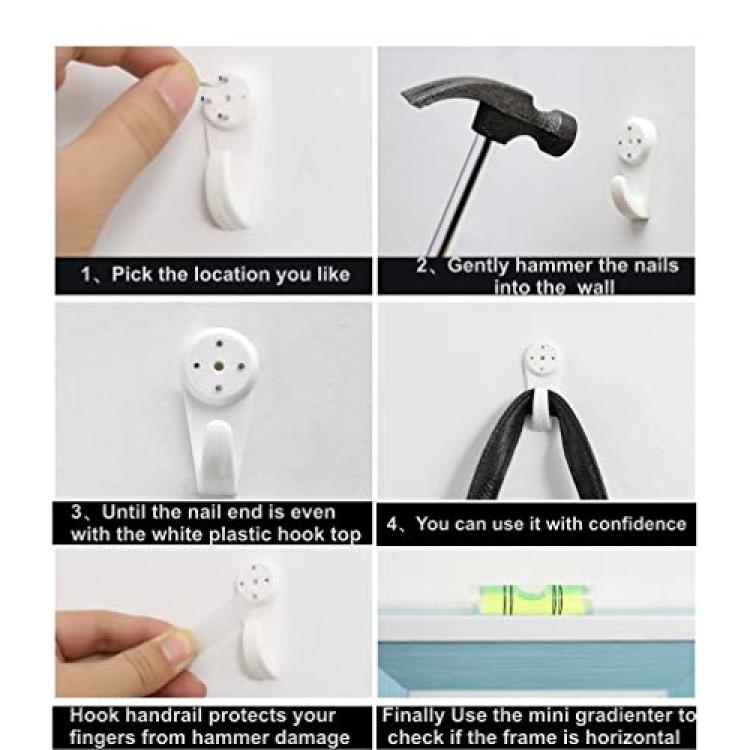 Non-Trace Wall Picture Hook, Dedoot Pack of 24 Non Trace Wall Hooks Plastic Invisible Traceless Hardwall Hanging Hook for Picture Photo Frame