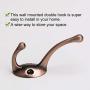 uxcell 5pcs Dual Wall Hooks Zinc Alloy Wall Mounted Coat Hat Double Robe Hooks Clothes Hanger Holder w Screws Copper Tone