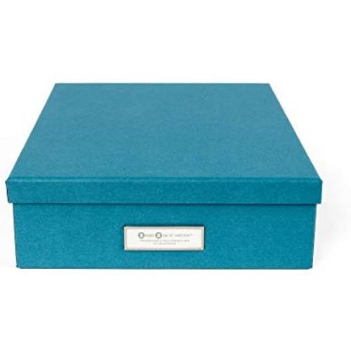 Bigso Oskar Fiberboard Label Frame Document Letter Box, 3.3 x 10.2 x 13.8 in, Turquoise