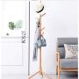 Angels home Coat Rack, Solid Wood Hanger Floor Coat Rack Creative Furniture Simple Clothes Rack Wooden Hanger Bedroom Drying Rack