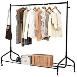 Cocoarm Heavy Duty Rolling Garment Rack, Single Metal Clothes Rack with Bag Hook and Lower Storage Shelf for Boxes Shoes Boots, Clothes Hanger Rack for Bedroom 70.9x19.7x57.5 inches Capacity 220lbs