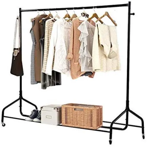 Cocoarm Heavy Duty Rolling Garment Rack, Single Metal Clothes Rack with Bag Hook and Lower Storage Shelf for Boxes Shoes Boots, Clothes Hanger Rack for Bedroom 70.9x19.7x57.5 inches Capacity 220lbs Cocoarm Heavy Duty Rolling Garment Rack, Single Metal Clothes Rack with Bag Hook and Lower Storage Shelf for Boxes Shoes Boots, Clothes Hanger Rack for Bedroom 70.9x19.7x57.5 inches Capacity 220lbs