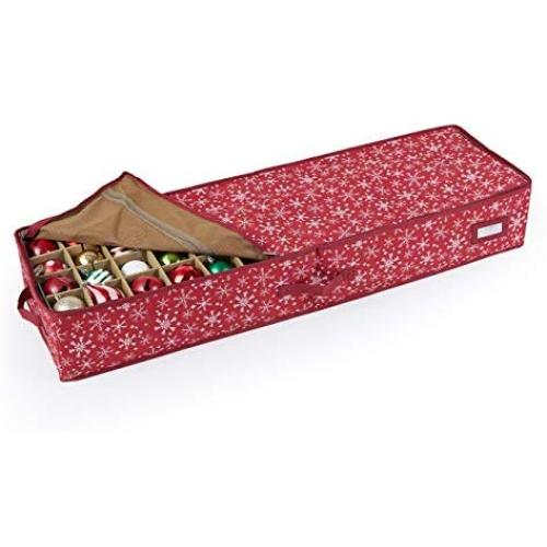 Covermates Keepsakes - 56PC Adjustable Underbed Ornament Storage Bag - Holds 6 Inch Ornaments - Heavy Duty Material - FlexGrid Adjustable Compartments - ID Window - Holiday Storage - Red Snowflake Covermates Keepsakes - 56PC Adjustable Underbed Ornament Storage Bag - Holds 6 Inch Ornaments - Heavy Duty Material - FlexGrid Adjustable Compartments - ID Window - Holiday Storage - Red Snowflake
