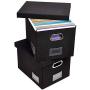 Superjare Updated File Boxes for Hanging Files, Set of 2, Storage Office Boxes with 60 lbs Weight Capacity, Durable MDF Board & Linen Fabric, File Storage Organizer for Letter/Legal - Black