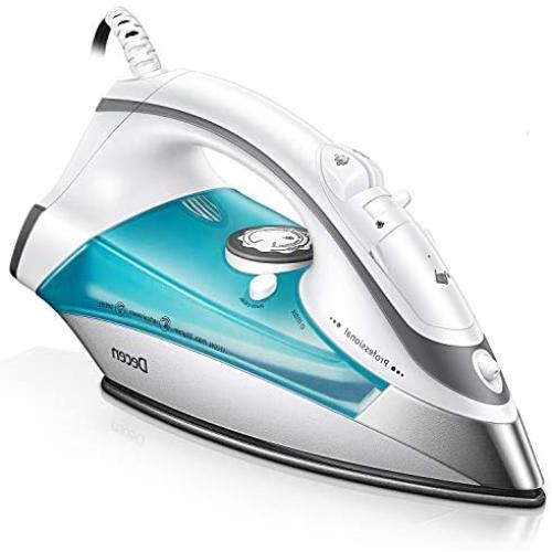 Decen Steam Iron for Clothes, 1700W Portable Travel Iron for Crafts, Handheld Travel Garment Steamer Fabric Wrinkles Remover with 300ML Water Tank