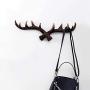 Surrui Vintage Deer Antlers Wall Hooks Antique Clothes Hanger Rack Home Coat Hooks Dark Brown