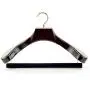 HANGERWORLD 5 Dark Wooden 17inch Heavy Duty Broad Suit Coat Clothes Hangers with Velvet Gilt Pants Bar