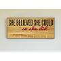 Race Medal Holder/Running Medal Hanger SHE BELIEVED SHE COULD SO SHE DID- Wood Wall Mounted Medal Organizer. CUSTOMIZATION Available