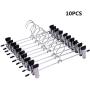 10PCS Stainless Steel Trousers Rack Clip Anti-Slip Clothespin Pants Clamp Clothes Hanger Decoration