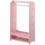 Teamson Kids - TD-12234P Windsor Wooden Dress Up Center, with 4 Hooks, 1 Mirror & Shoe Rack, Pink