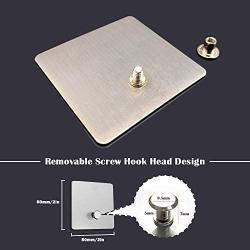 Self Adhesive Seamless Holder Hook, Kitchen Toilet Bathroom Closet Wall Single Nail Free Hanger, for Hanging Sowel Picture Photo Frame Storage Rack, Strong Sticky Punch-Free, Stainless Steel, 2 pcs