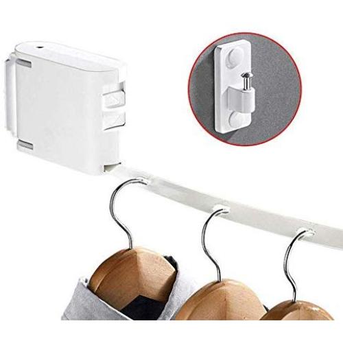 LSS Invisible Telescopic Clothesline with Hanger Holes, 4.2 m Punch-Free Wall-Mounted Stretch TPU Drying Rack for Indoor and Outdoor, White LSS Invisible Telescopic Clothesline with Hanger Holes, 4.2 m Punch-Free Wall-Mounted Stretch TPU Drying Rack for Indoor and Outdoor, White