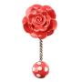 Indianshelf Handmade 1 Artistic Vintage Red Ceramic Flower Coat Hooks Hangers/Key Holder Wall Mount