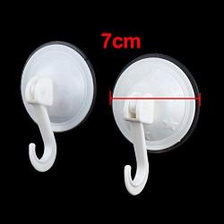 uxcell Plastic Bathroom Washroom Towel Clothes Hanger Suction Cup Hook 7cm Dia 2pcs White