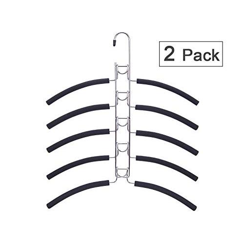 Nature Smile 16.2 Wide 5 in 1 Anti-Slip Metal Hangers,Multi Layers Wardrobe Clothes Rack,Heavy Duty Metal Space Saver Closet Storage Organizer,2pc Packed in a Box