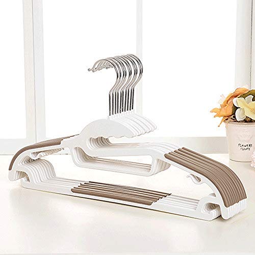 Hanger Pack Of 20 Heavy Duty Plastic Hangers Durable Clothes Hangers With Non-Slip Pads Space Saving Easy Slide Organizer For Bedroom Closet Great For Shirts 10 S shape Hangers+10 Hangers with hook Sp