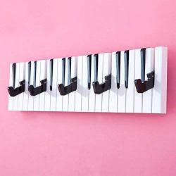 Oudan Hooks Piano Shape Decorative Wall Hooks Hangers for Clothes Keys Coat Clothes Wood Wall Shelf Home Decor 50Cm X 15Cm,40Cm Color (Color : 40cm Black and White, Size : -)