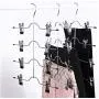 2pc Multifunction Four-Layer Metal Trousers Skirt Pants Storage Hangers Clothes Rack with 8 Clips Storage Organizer Space Saver