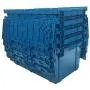 uBoxes, Storage and Packing Plastic Tote Crate Attached Lid Flip Top, 27-Inch x 17-Inch x 12-Inch, (Blue, 5-Pack)