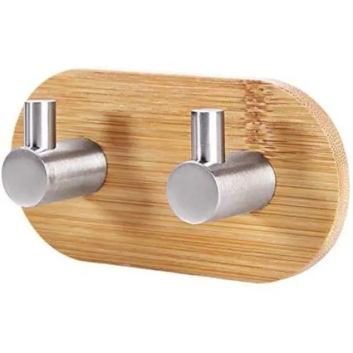 Liveday Bamboo Adhesive Hooks Wall Hangers Clothes Stainless Steel Hook Towel, Robe, Coat, Cloth, Hat, Keys, Bags, Home, Kitchen, Bathroom Liveday Bamboo Adhesive Hooks Wall Hangers Clothes Stainless Steel Hook Towel, Robe, Coat, Cloth, Hat, Keys, Bags, Home, Kitchen, Bathroom