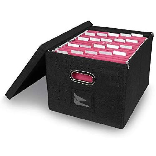 ATBAY File Storage Boxes Collapsible Large Capacity Office File Organizer for Letter/Legal Size Hanging File Folder Box, Black 1Pack