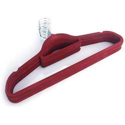 Geemm 10pcs 450.524.5 Plastic Flocking Clothes Hangers with Rail Purple/Wine Red (Wine Red)