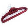 Mydadz Plastic Flocking Clothes Hangers with Rail Wine Red 10pcs