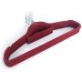 Plastic Flocking Clothes Hangers - Suit Hangers (10-Pack,17.71 x 0.2 x 9.65 in) Swivel Hook with Rail Strong and Durable Clothes Hangers Hold Up-to 10 Lbs, for Coats, Jackets, Pants, Wine Red