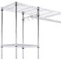 White Expandable Standing Closet Clothes Hanger Rack Metal Storage Shelf Hooks Hat Shoes Steel Household Laundry Clothesline Clothing, Iron, Garment, Apparel, Indoor, Washing Line, Headgear