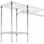 White Expandable Standing Closet Clothes Hanger Rack Metal Storage Shelf Hooks Hat Shoes Steel Household Laundry Clothesline Clothing, Iron, Garment, Apparel, Indoor, Washing Line, Headgear