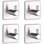 Adhesive Hooks Heavy Duty Towel Hooks Waterproof Stainless Steel Hooks for Hanging Coat, Hat,Towel Robe Hook Rack Wall Mount- Bathroom and Kitchen 4-Packs